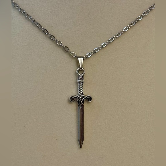Sword Necklace Dagger Sword Charm Pendant Necklace Chain Brand New - Picture 2 of 7